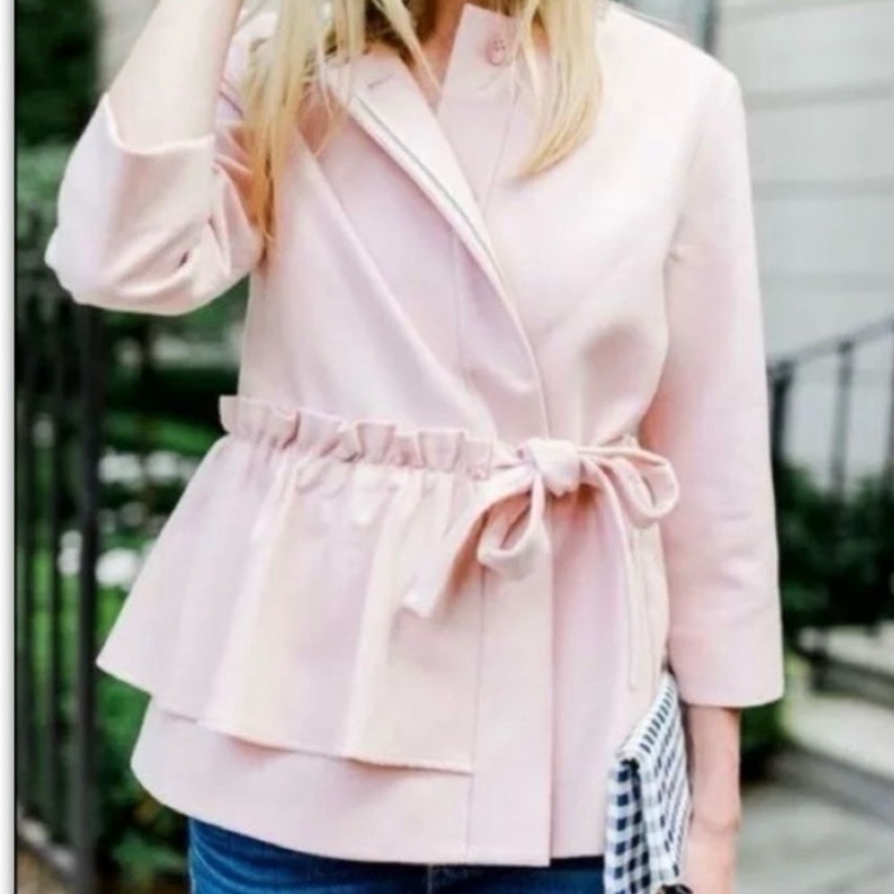 Halogen Pink Jacket/Blazer with Ruffles and Front Tie Sz 1